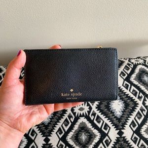 Kate Spade black leather bifold wallet